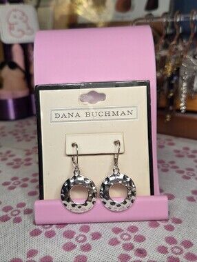 Dana Buchman Silver Hammered Circle Dangle Earrings
